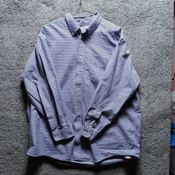 LL Bean Plaid Button Down Shirt Men’s 17.5/33 Wrinkle Resistant Long Sleeve - Picture 1 of 5